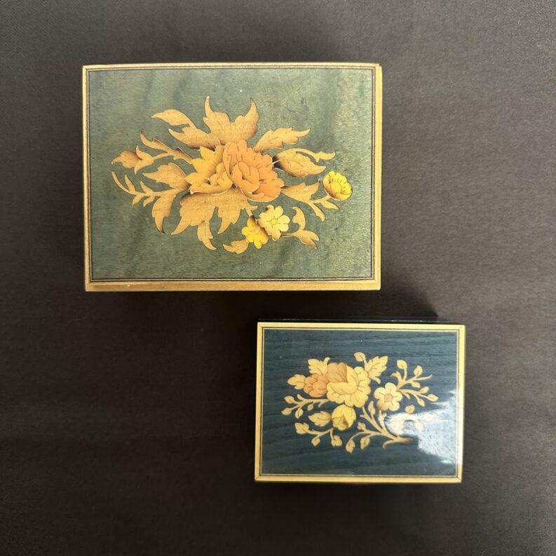 Duo de boîtes à bijoux vintage en bois