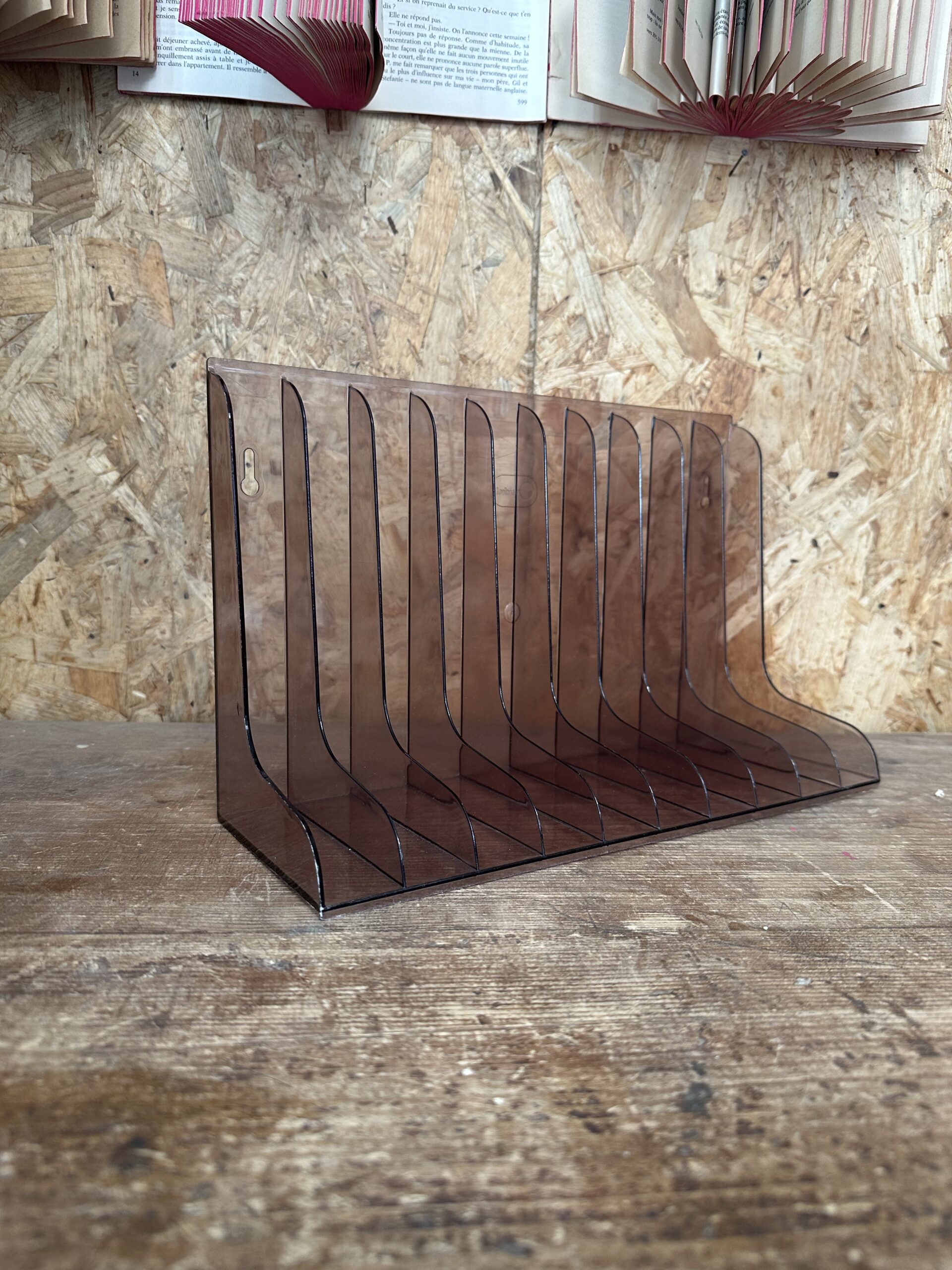 Porte-vinyles vintage Eickel plexiglas fumé